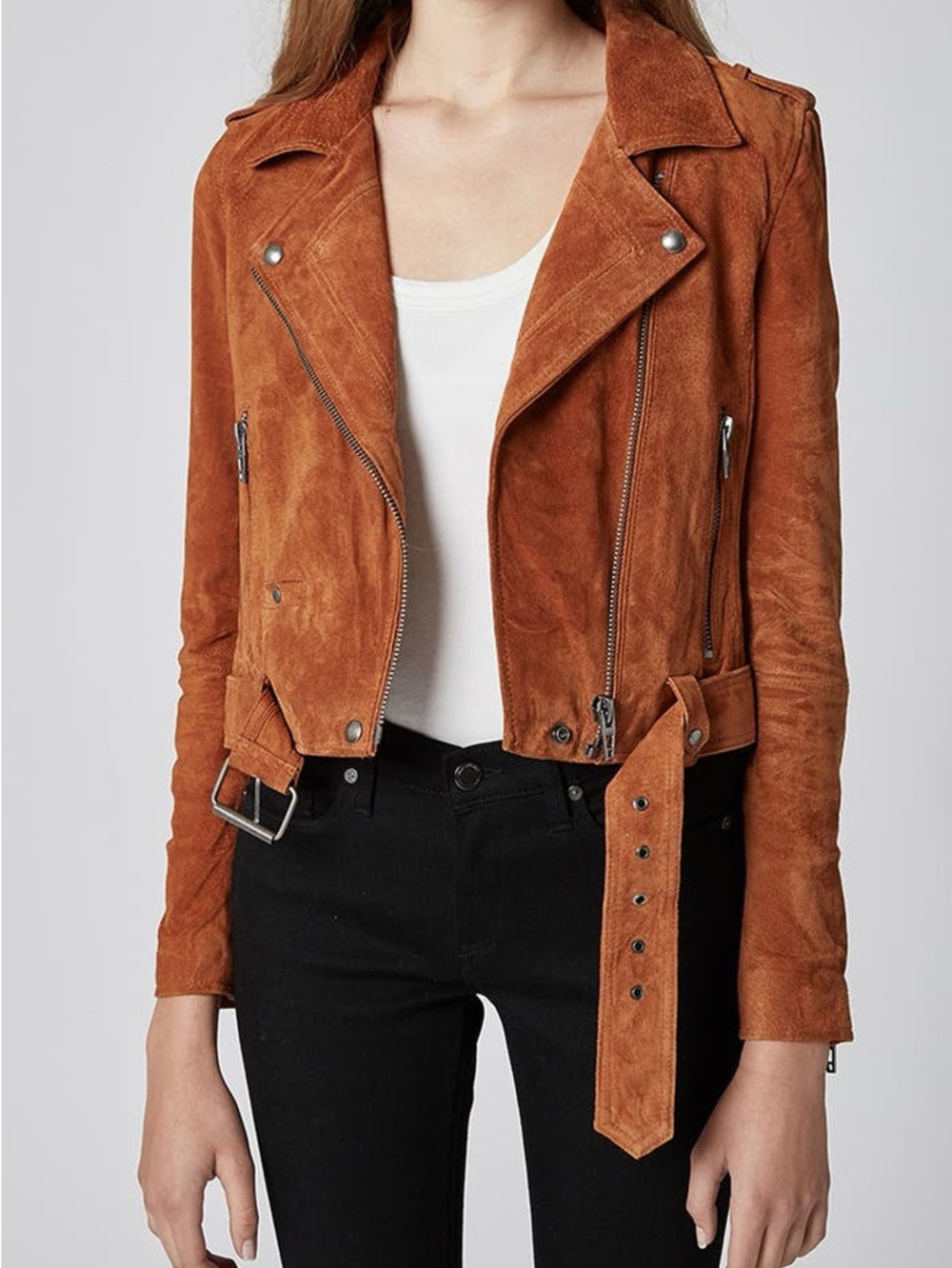 Blank NYC Rust Suede Moto Jacket